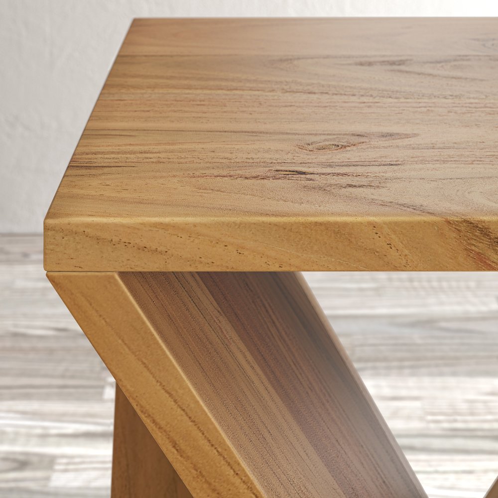 Global Archive Solid Mango Hardwood Modern Angled Jasper Table. Picture 10