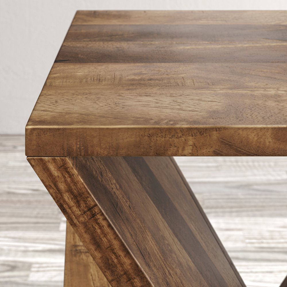 Global Archive Solid Mango Hardwood Modern Angled Jasper Table. Picture 11