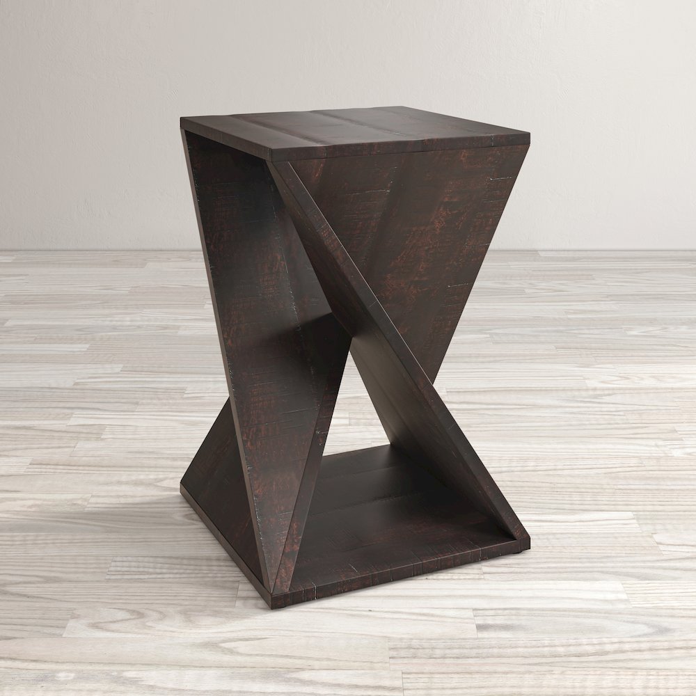Global Archive Solid Mango Hardwood Modern Angled Jasper Table. Picture 10