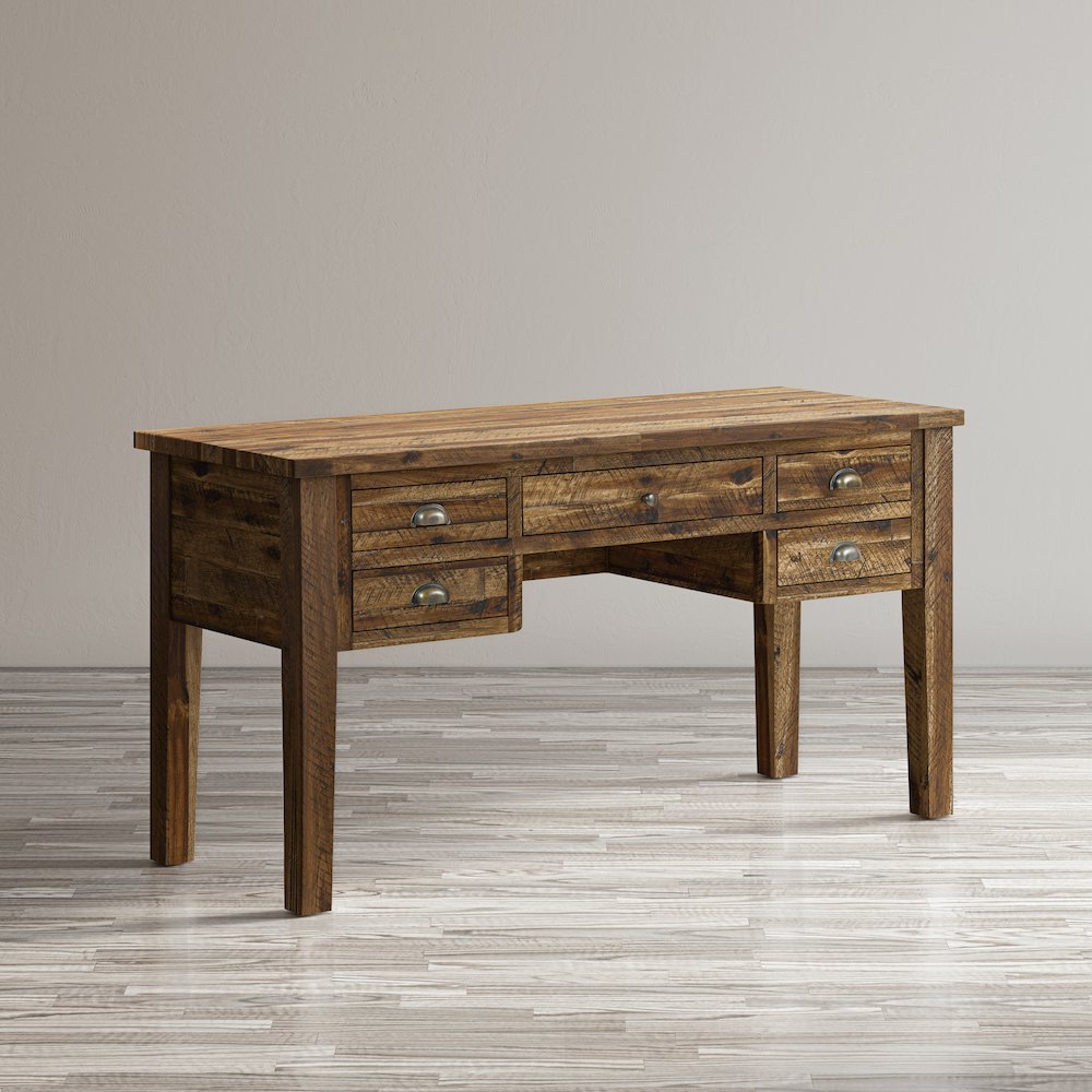 Artisan's Craft Rustic Farmhouse Distressed Acacia 5-Drawer Desk. Picture 11