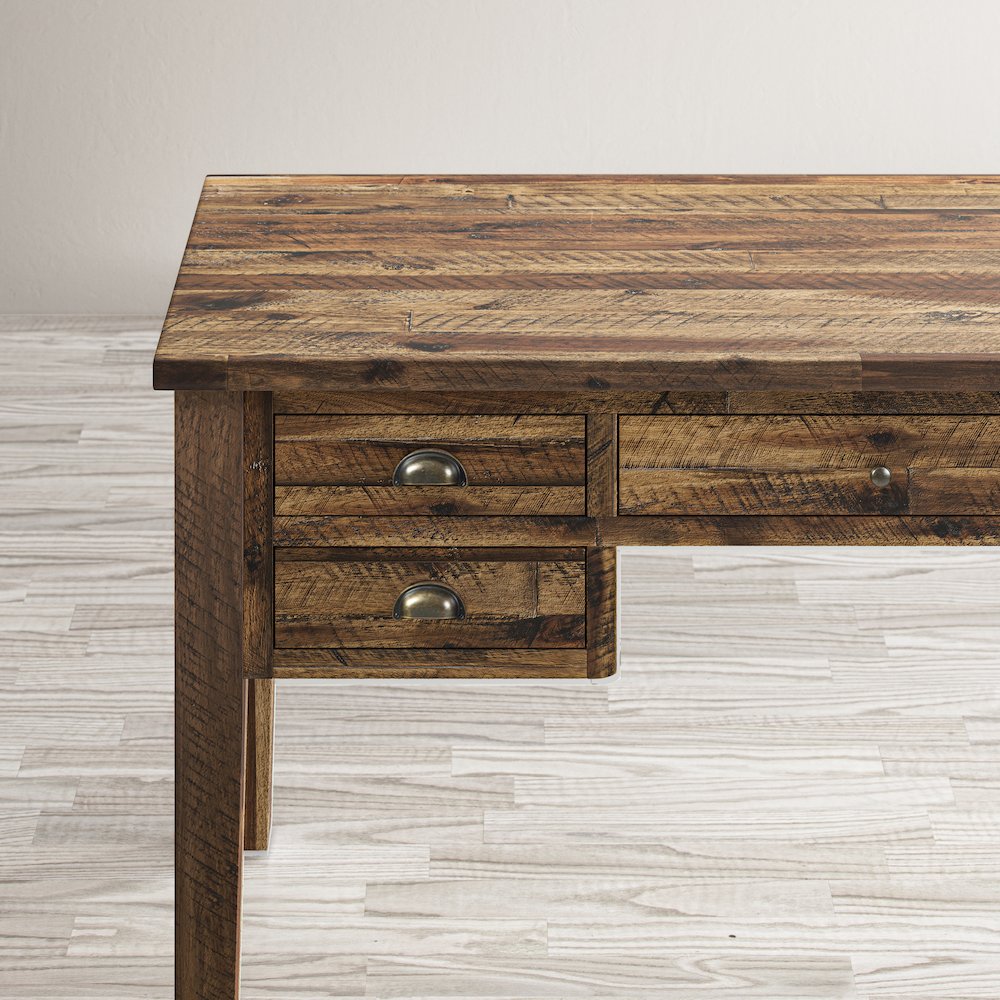 Artisan's Craft Rustic Farmhouse Distressed Acacia 5-Drawer Desk. Picture 12
