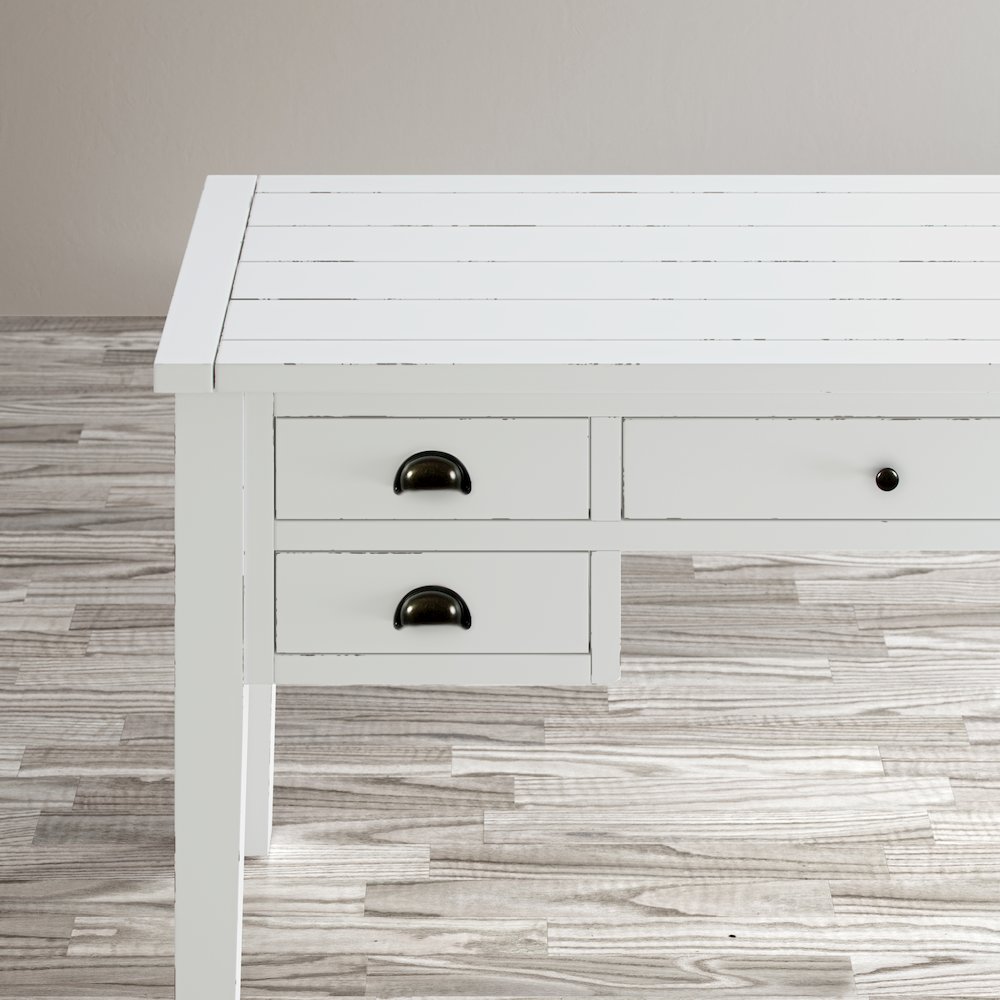 Artisan's Craft Rustic Farmhouse Distressed Solid Wood 5-Drawer Desk. Picture 13