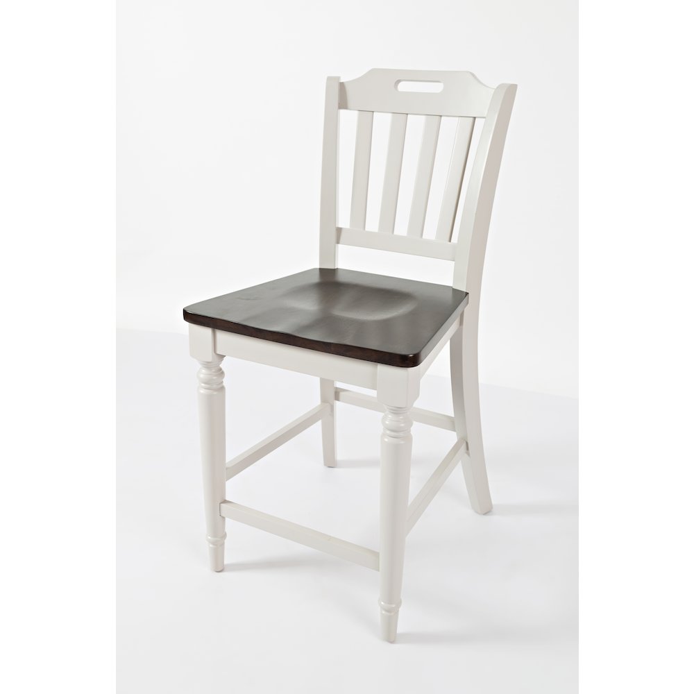 Solid Rubberwood 60" Eight-Piece Farmhouse Counter Height Dining Set with Bench. Picture 6