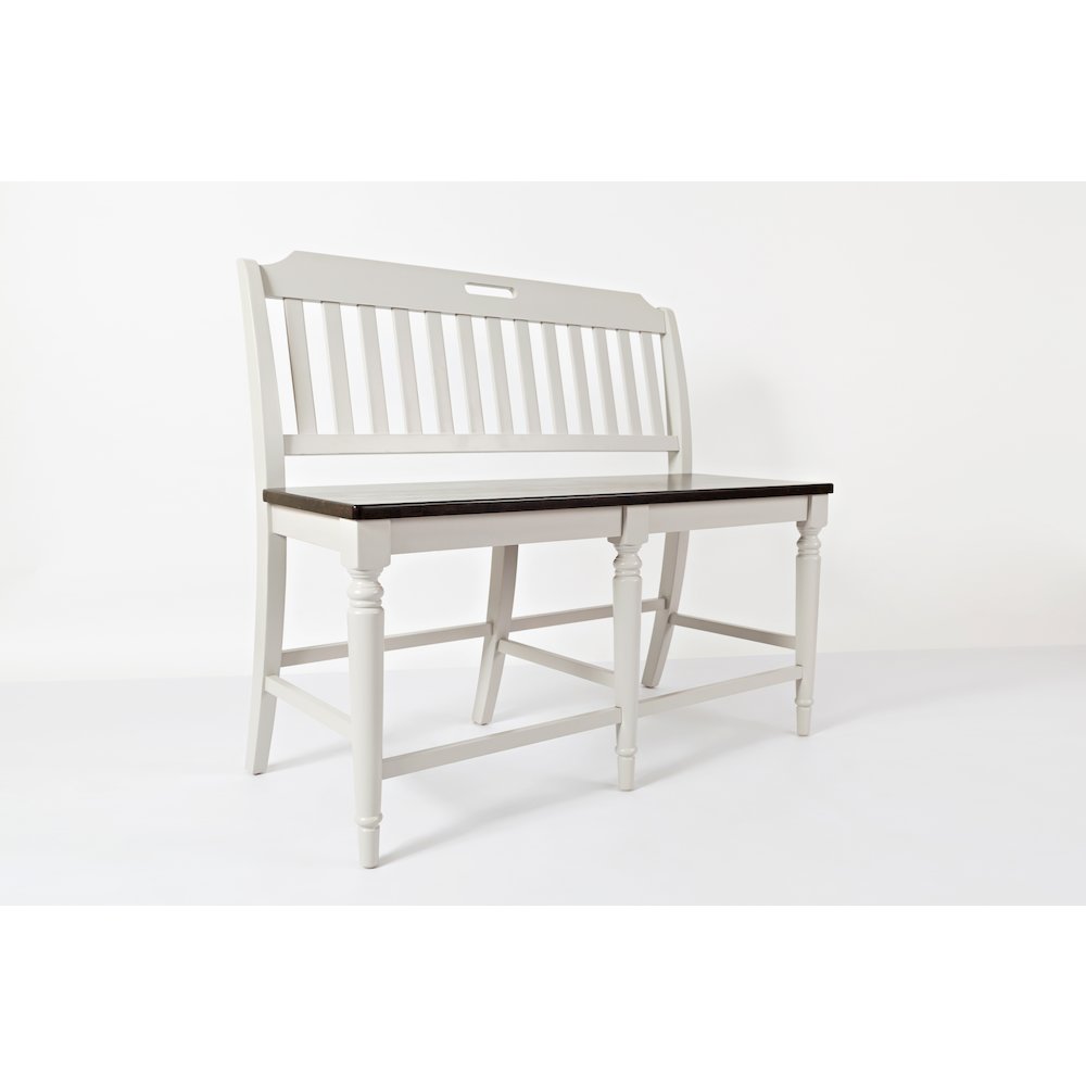 Solid Rubberwood 60" Eight-Piece Farmhouse Counter Height Dining Set with Bench. Picture 9