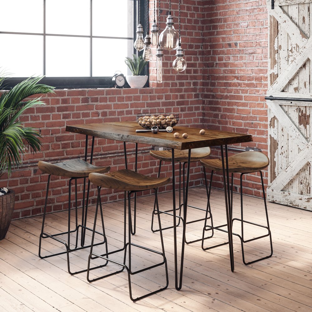 Nature's Edge Solid Acacia Counter Height Backless Stool (Set of 2). Picture 7