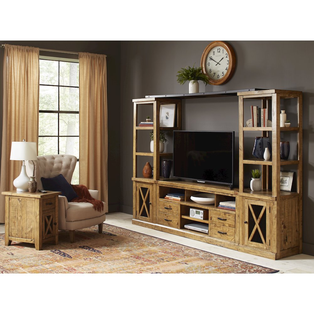 Telluride Rustic Farmhouse Solid Wood Entertainment Center with 60" TV Console. Picture 5