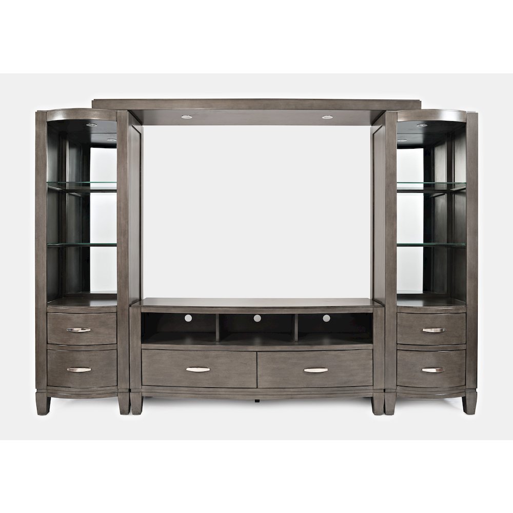 Coastal Contemporary Entertainment Center with 60" TV Console and LED Lights. Picture 1