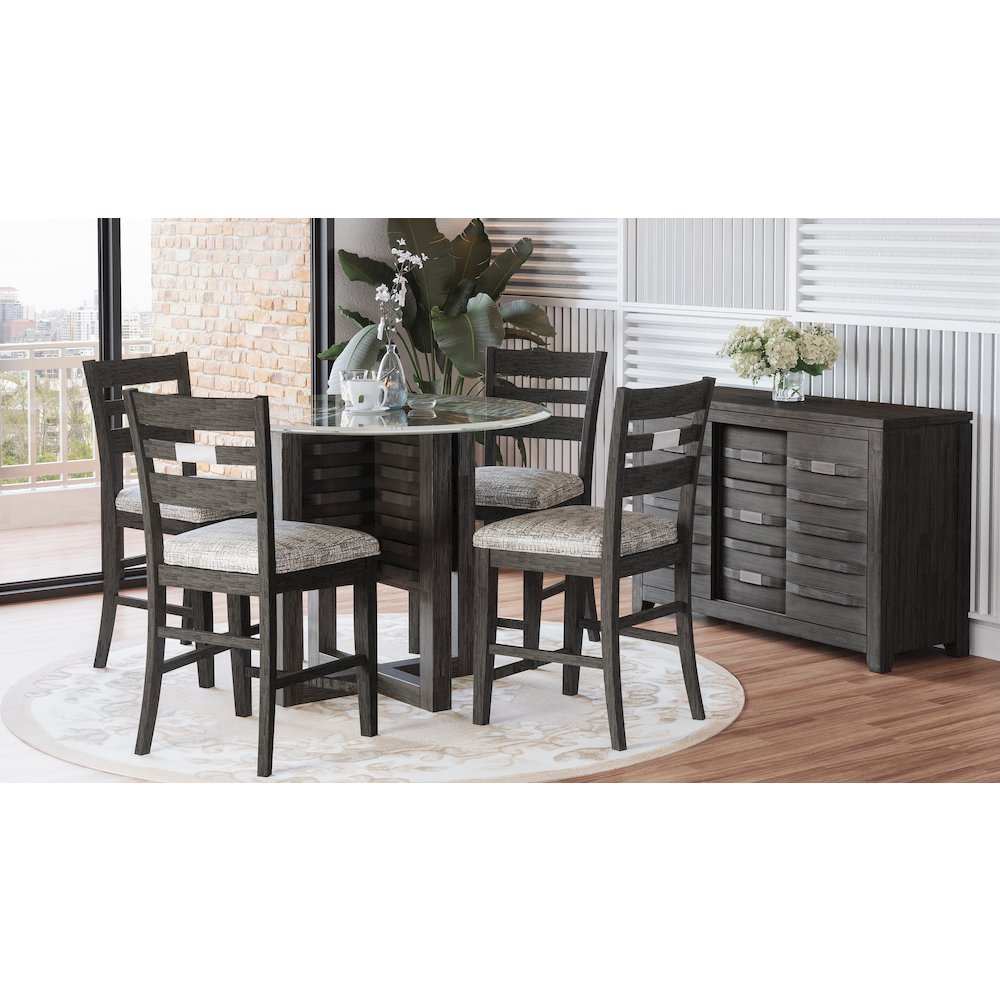 Altamonte Contemporary 48" Round Counter Height Table with Glass Top. Picture 6