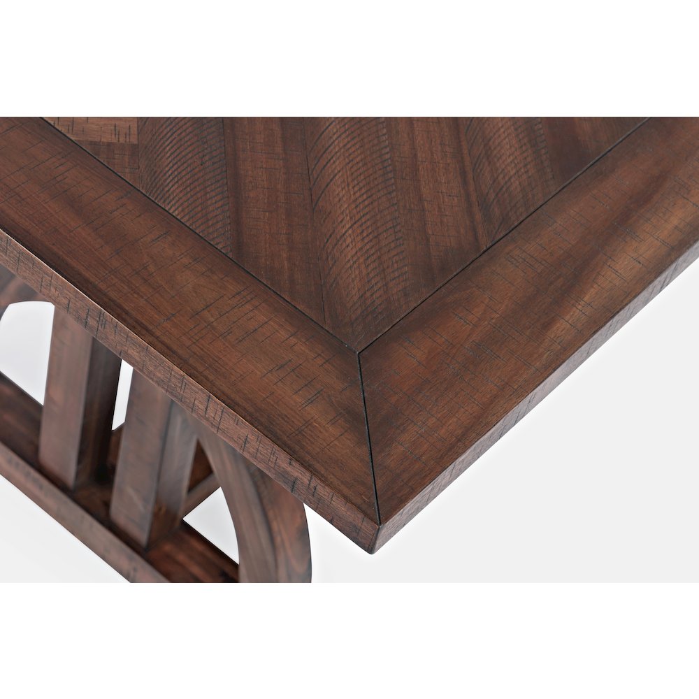 Transitional Herringbone Distressed Acacia Counter Height 78" Dining Table. Picture 4