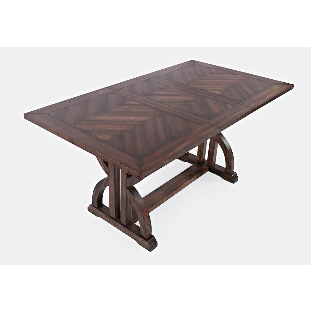 Transitional Herringbone Distressed Acacia Counter Height 78" Dining Table. Picture 3