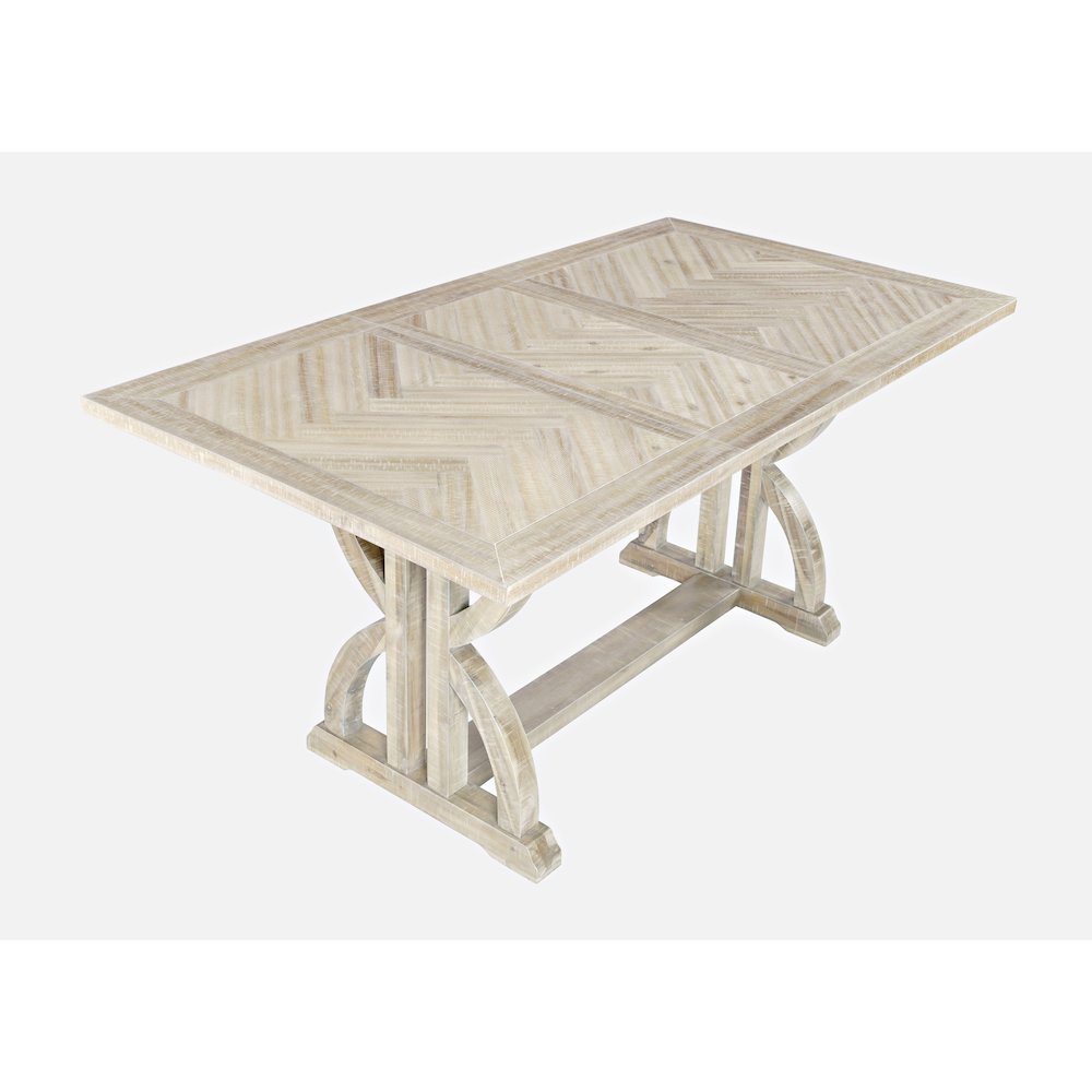 Fairview Transitional Modern Distressed 78" Seven-Piece Upholstered Dining Set. Picture 9