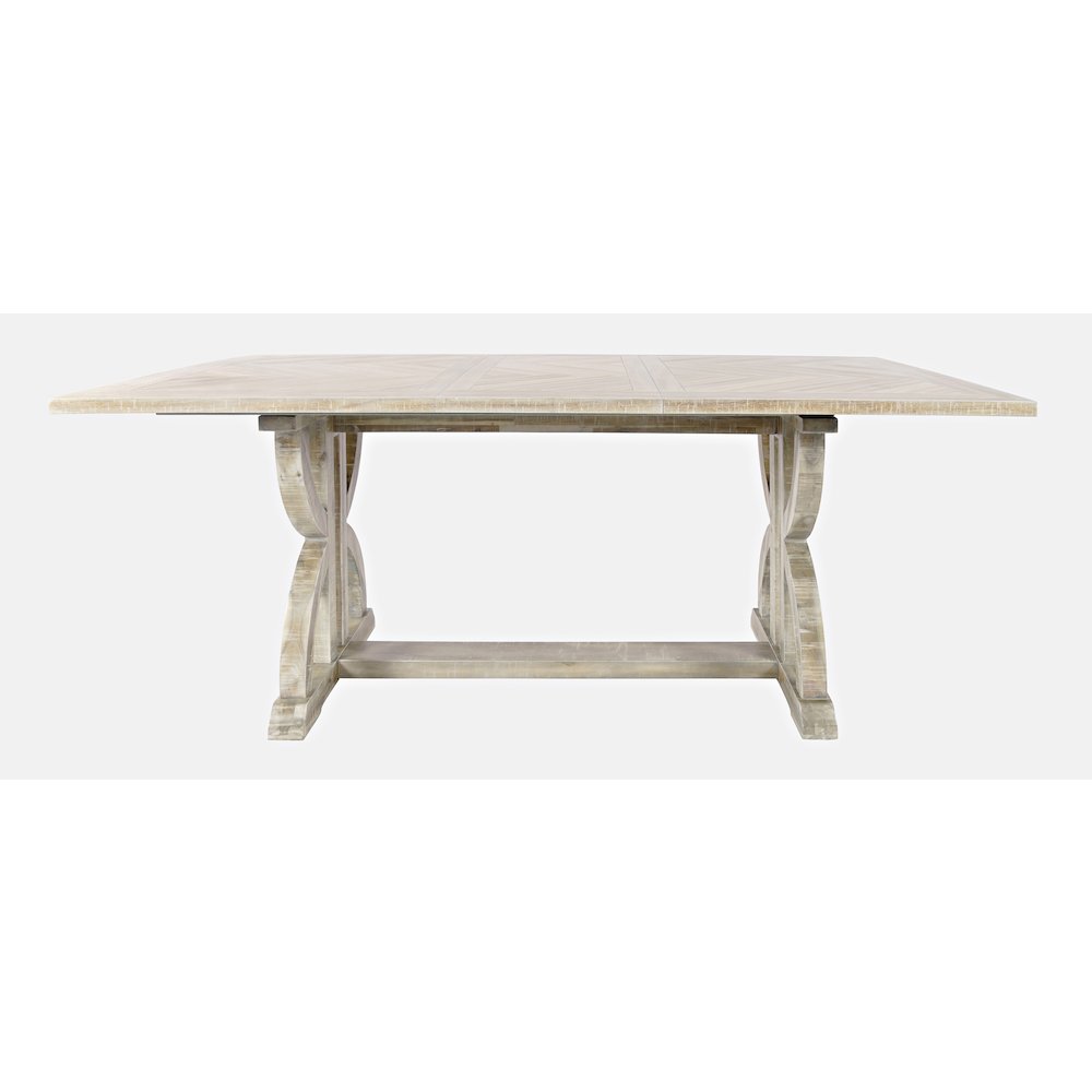 Transitional Herringbone Distressed Acacia Counter Height 78" Dining Table. Picture 9