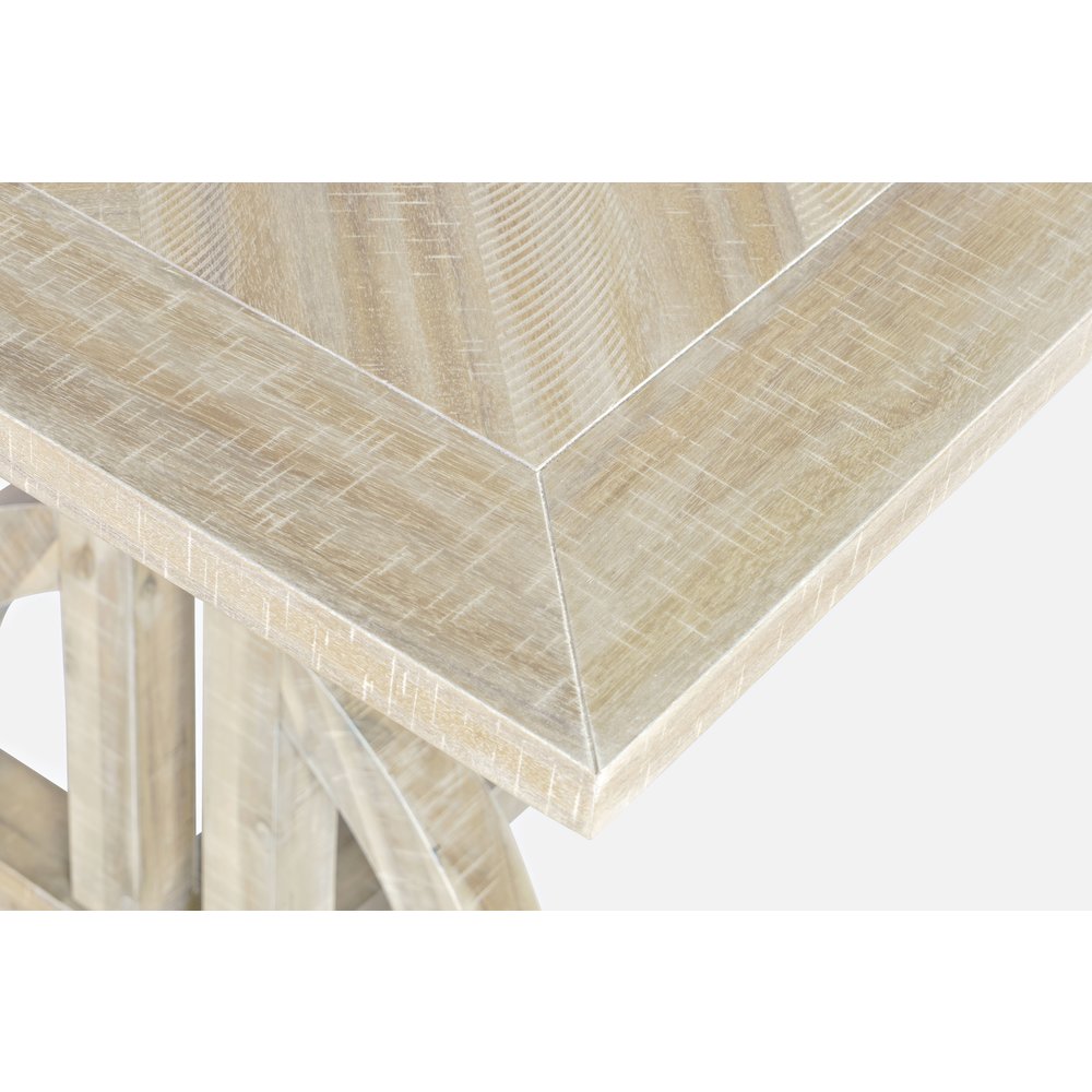 Transitional Herringbone Distressed Acacia Counter Height 78" Dining Table. Picture 3