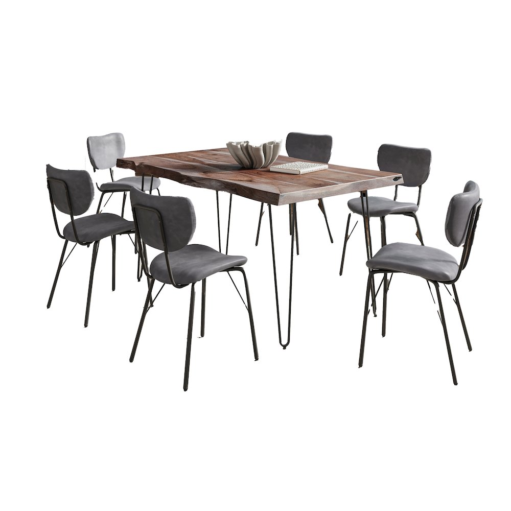 60" Seven Piece Modern Dining Set. Picture 1