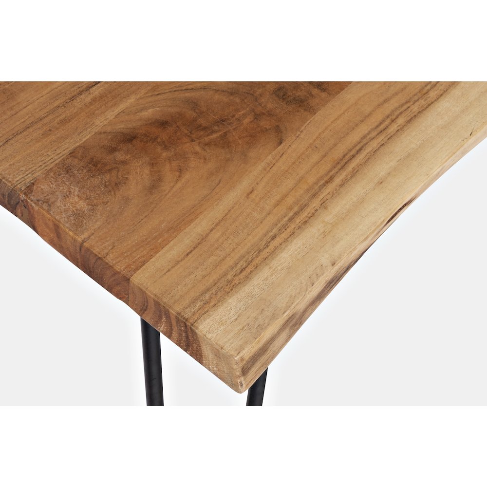 Seven Piece Solid Acacia Dining Set with Upholstered Mid-Century Modern Chairs. Picture 3