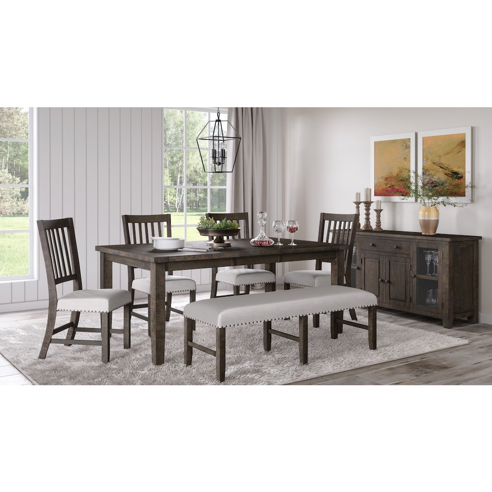 Willow Creek Distressed Solid Wood Upholstered Dining Bench. Picture 2