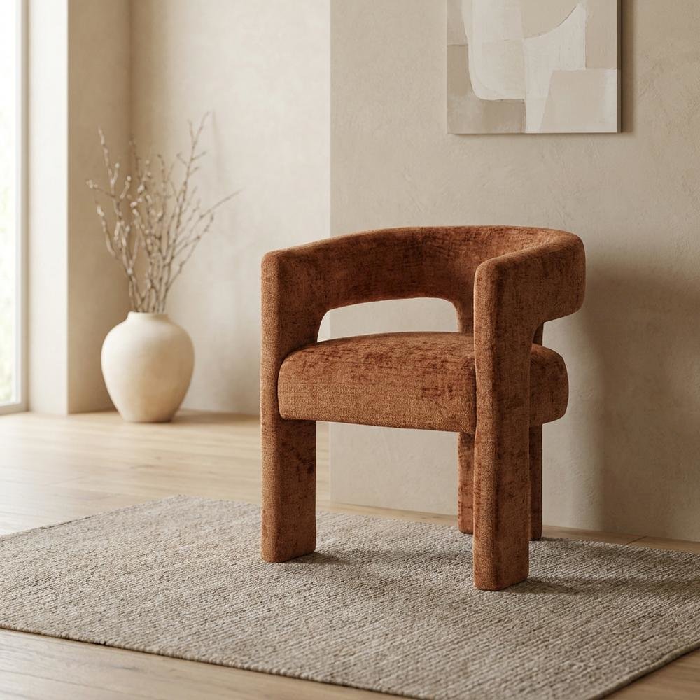 Jacquard Sculpture Accent Chair for Living Room or Bedroom, Rust. Picture 2