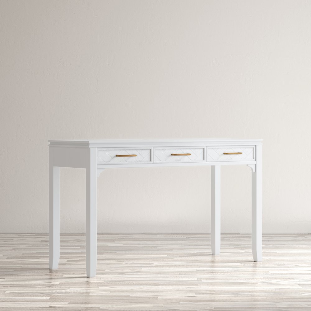 Gramercy Mid-Century Modern Chevron Three Drawer USB Charging Desk. Picture 14