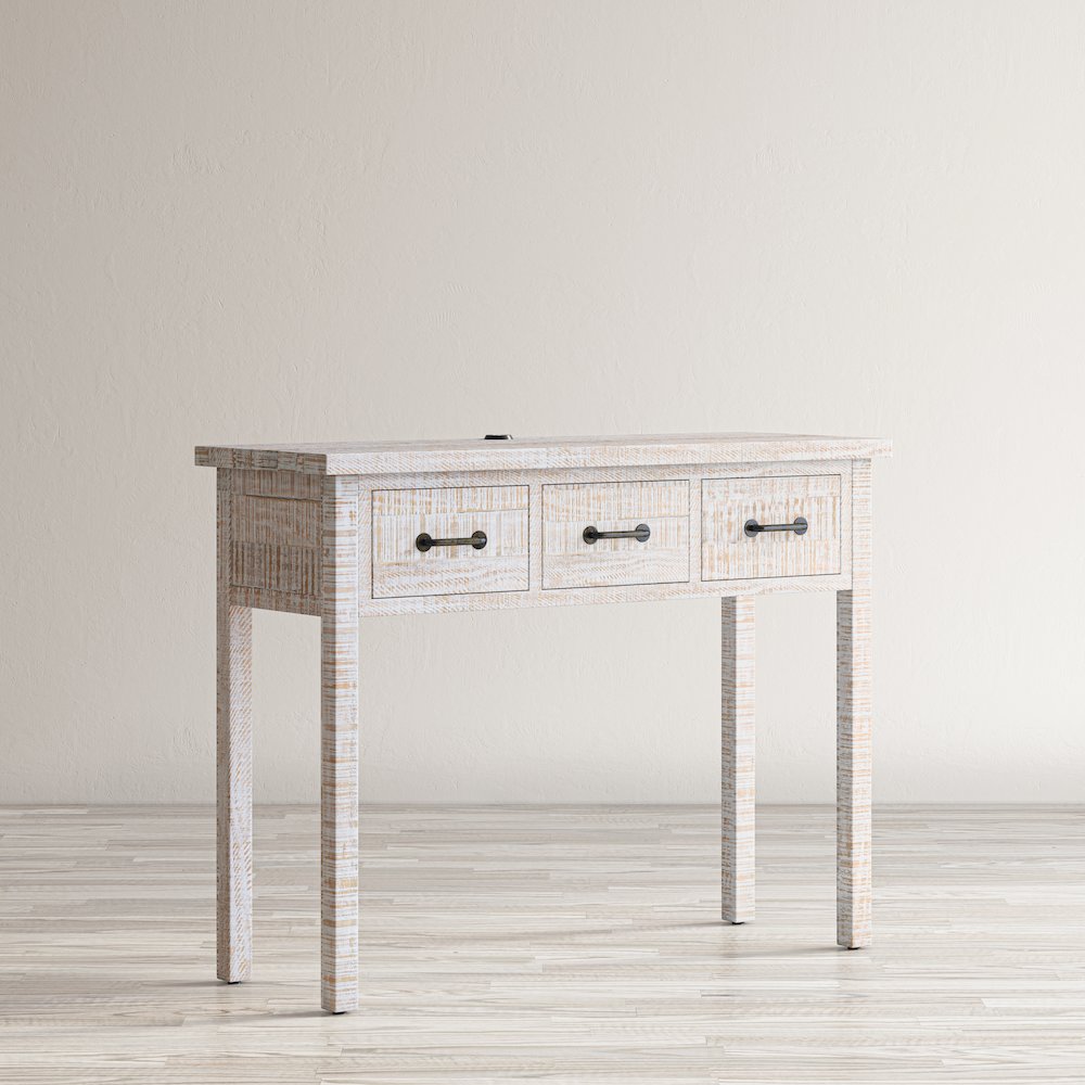 North Coast 42" Washed Finish Three Drawer USB Charging Sofa Table. Picture 11