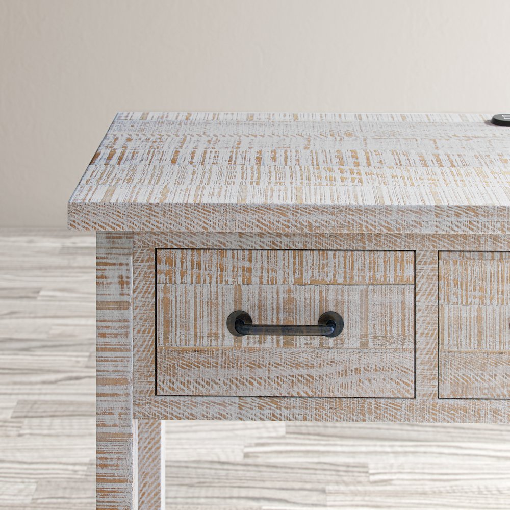 North Coast 42" Washed Finish Three Drawer USB Charging Sofa Table. Picture 12