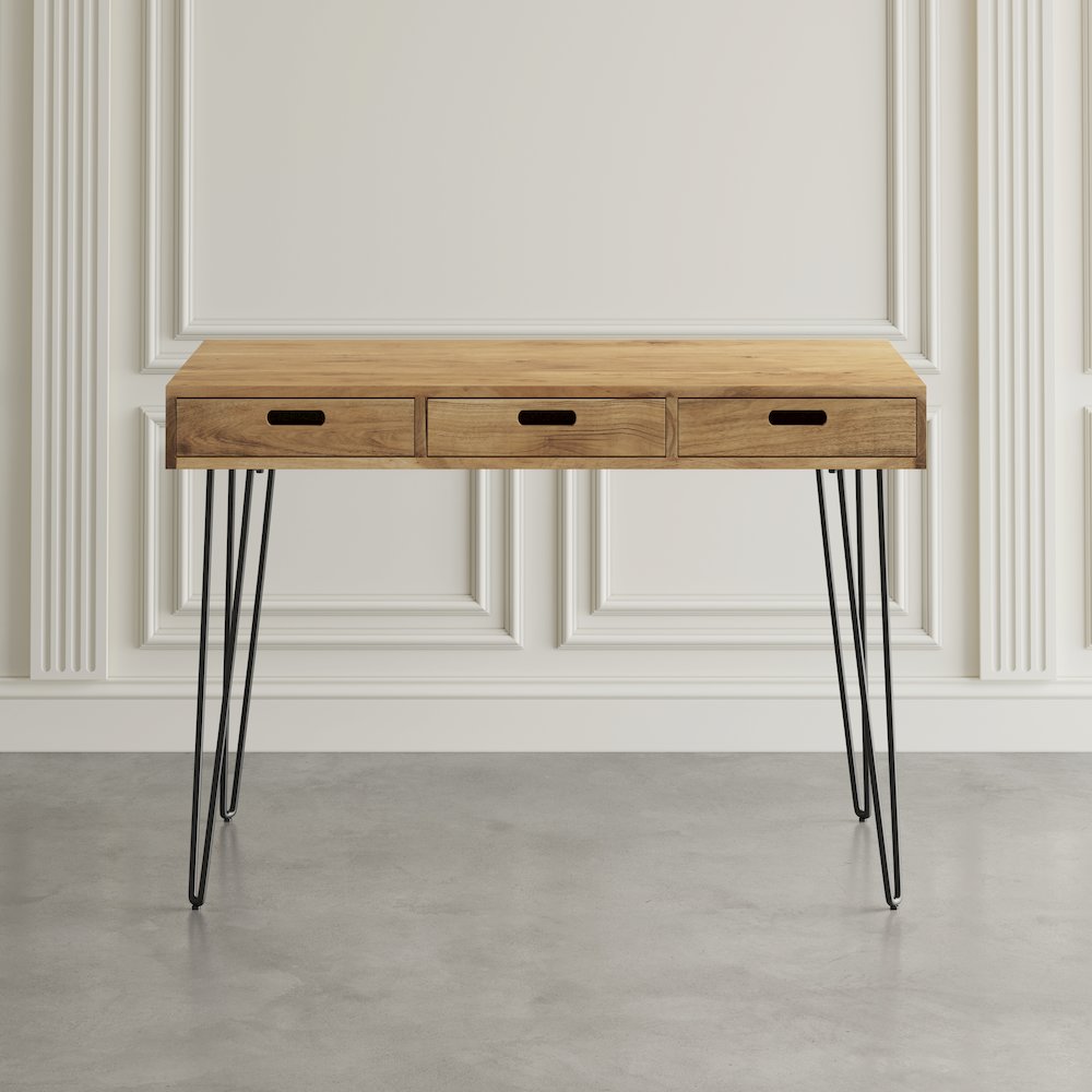 Rollins 52" Solid Acacia Dining Set with Four Backless Barstools. Picture 10