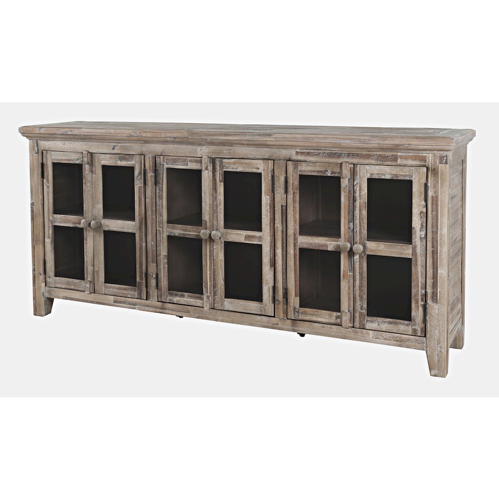 Rustic Shores 70" Coastal Distressed Acacia Six-Door Sideboard Cabinet. Picture 3