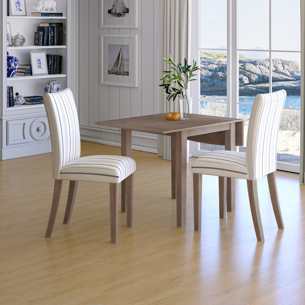 Coastal Wire-Brushed Wood Upholstered Parsons Dining Chair (Set of 2). Picture 2