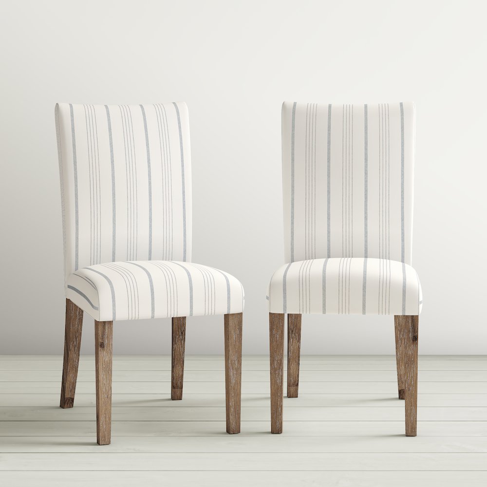 Coastal Wire-Brushed Wood Upholstered Parsons Dining Chair (Set of 2). Picture 10