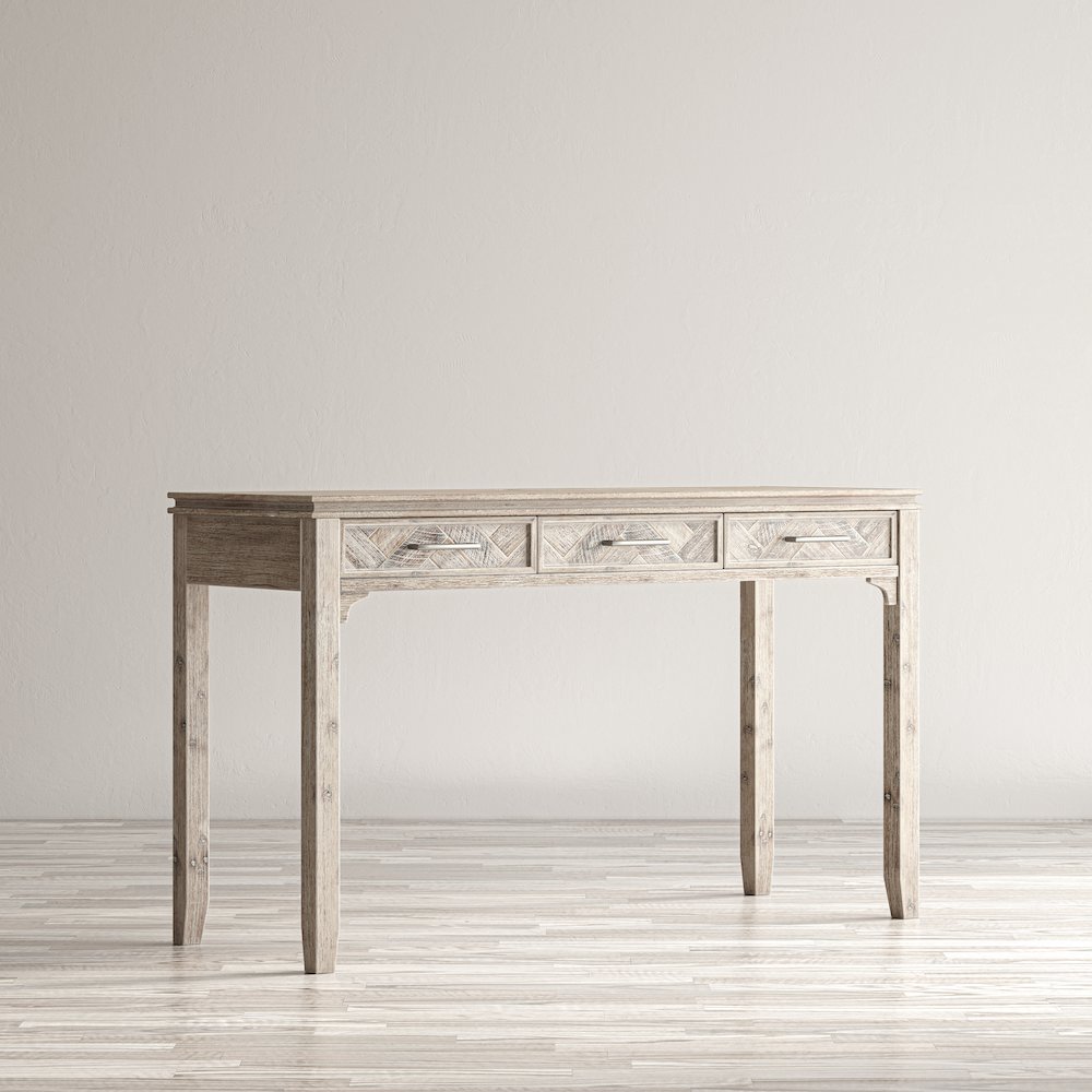 Gramercy Mid-Century Modern Chevron Three Drawer USB Charging Desk. Picture 13
