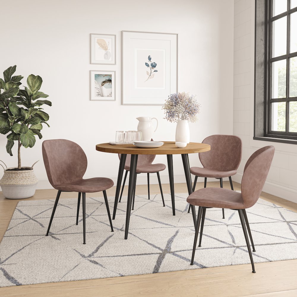 Prelude 42" Round Modern Solid Acacia Wood Dining Table. Picture 6