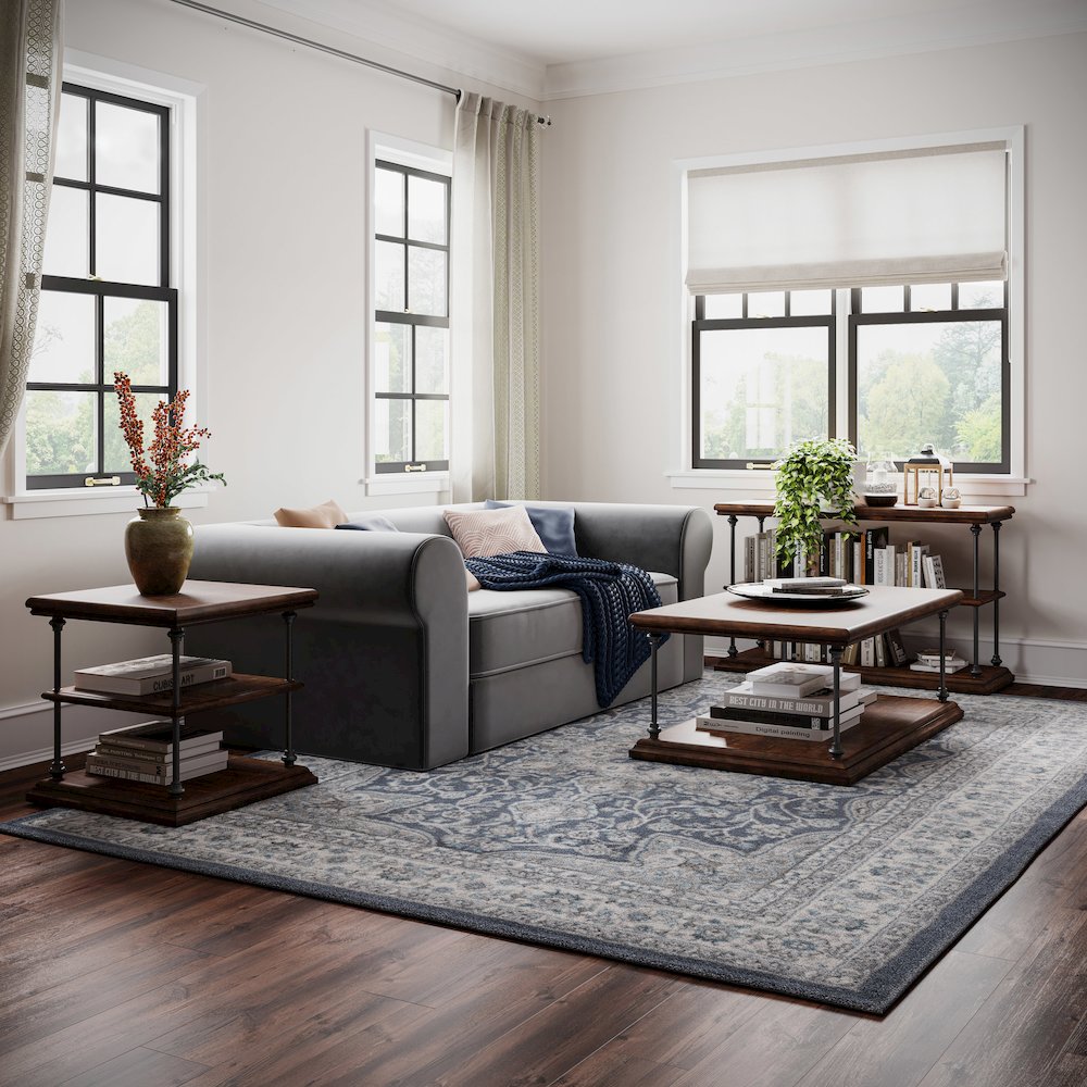 Larson Modern Industrial 50" Solid Wood Coffee Table with Storage. Picture 8