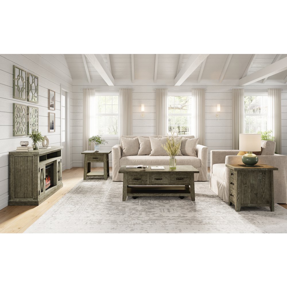 Telluride Rustic Farmhouse Solid Wood End Table with Storage. Picture 12