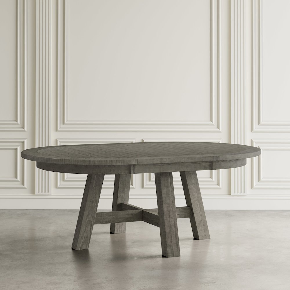 Telluride Contemporary Rustic Farmhouse Solid Wood Round to Oval Dining Table. Picture 9