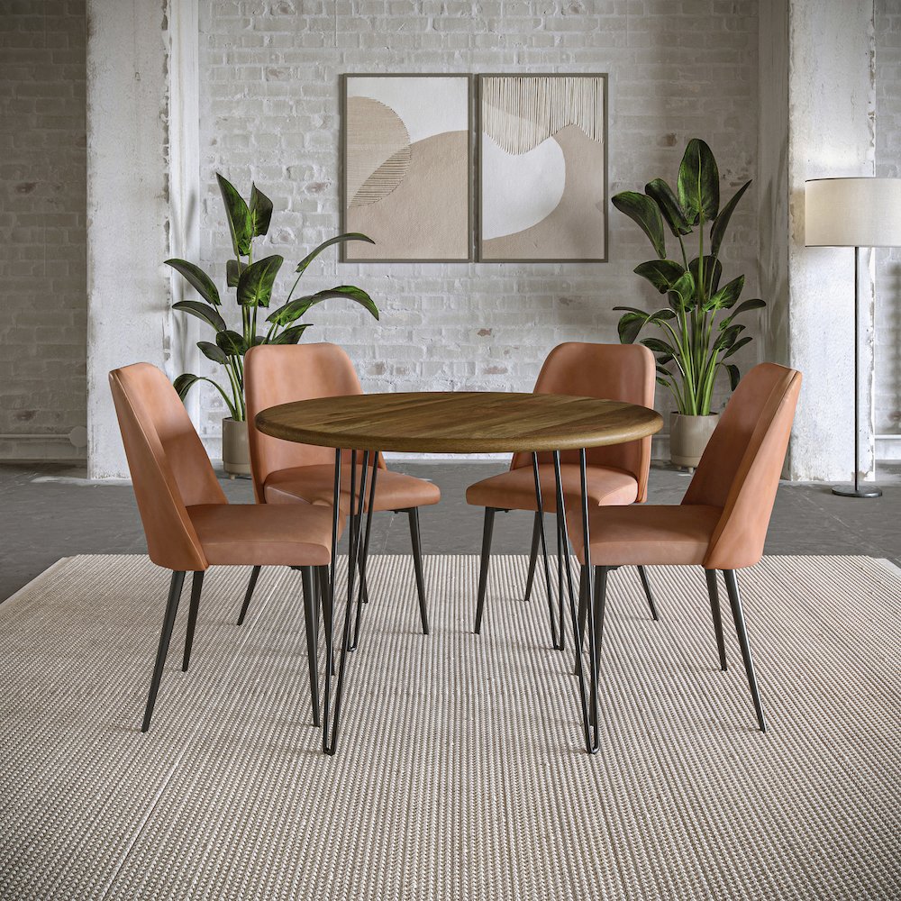Maddox Mid-Century Modern Faux Leather Upholstered Dining Chair (Set of 2). Picture 7