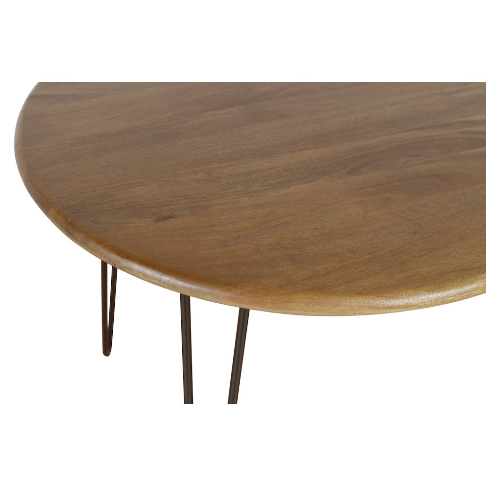 Five Piece 42" Round Mid-Century Modern Dining Set with Faux Leather Chairs. Picture 3