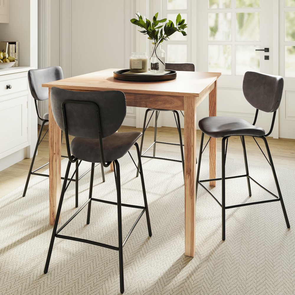 Modern Faux Leather Split-Back Upholstered Counter Height Barstool (Set of 2). Picture 7