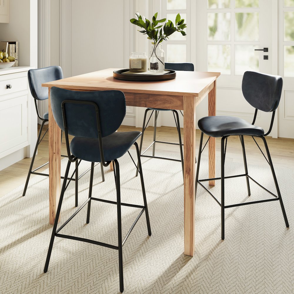 Modern Faux Leather Split-Back Upholstered Counter Height Barstool (Set of 2). Picture 7