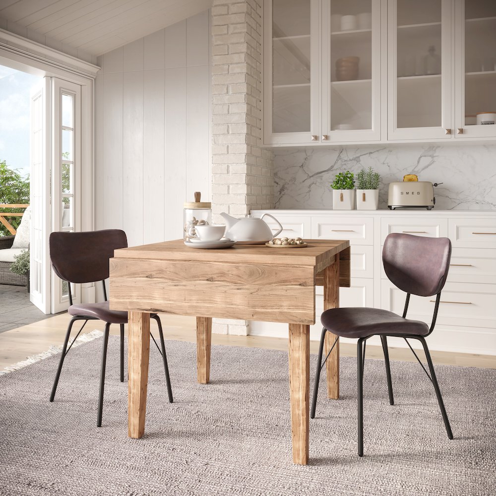 Contemporary Modern Faux Leather Split-Back Upholstered Dining Chair (Set of 2). Picture 8