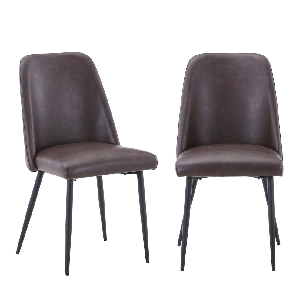 Maddox Mid-Century Modern Faux Leather Upholstered Dining Chair (Set of 2). Picture 5