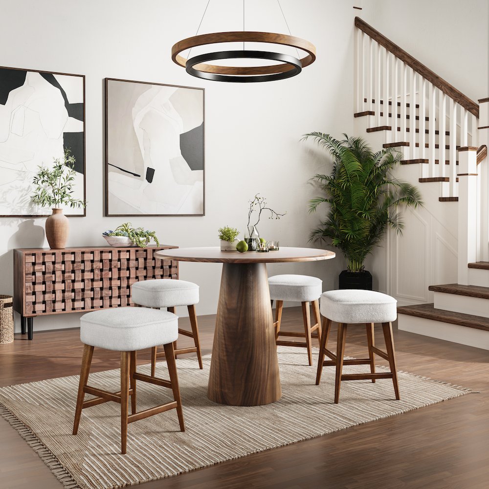 Nash Mid-Century Modern 45" Round Pedestal Counter Height Dining Table. Picture 6