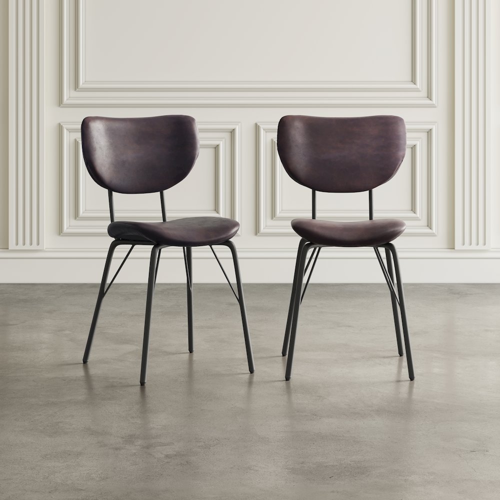 Contemporary Modern Faux Leather Split-Back Upholstered Dining Chair (Set of 2). Picture 9
