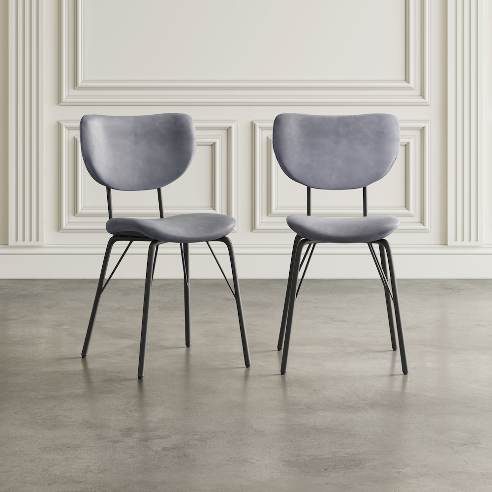 Contemporary Modern Faux Leather Split-Back Upholstered Dining Chair (Set of 2). Picture 9