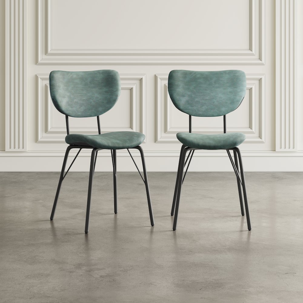 Contemporary Modern Faux Leather Split-Back Upholstered Dining Chair (Set of 2). Picture 9