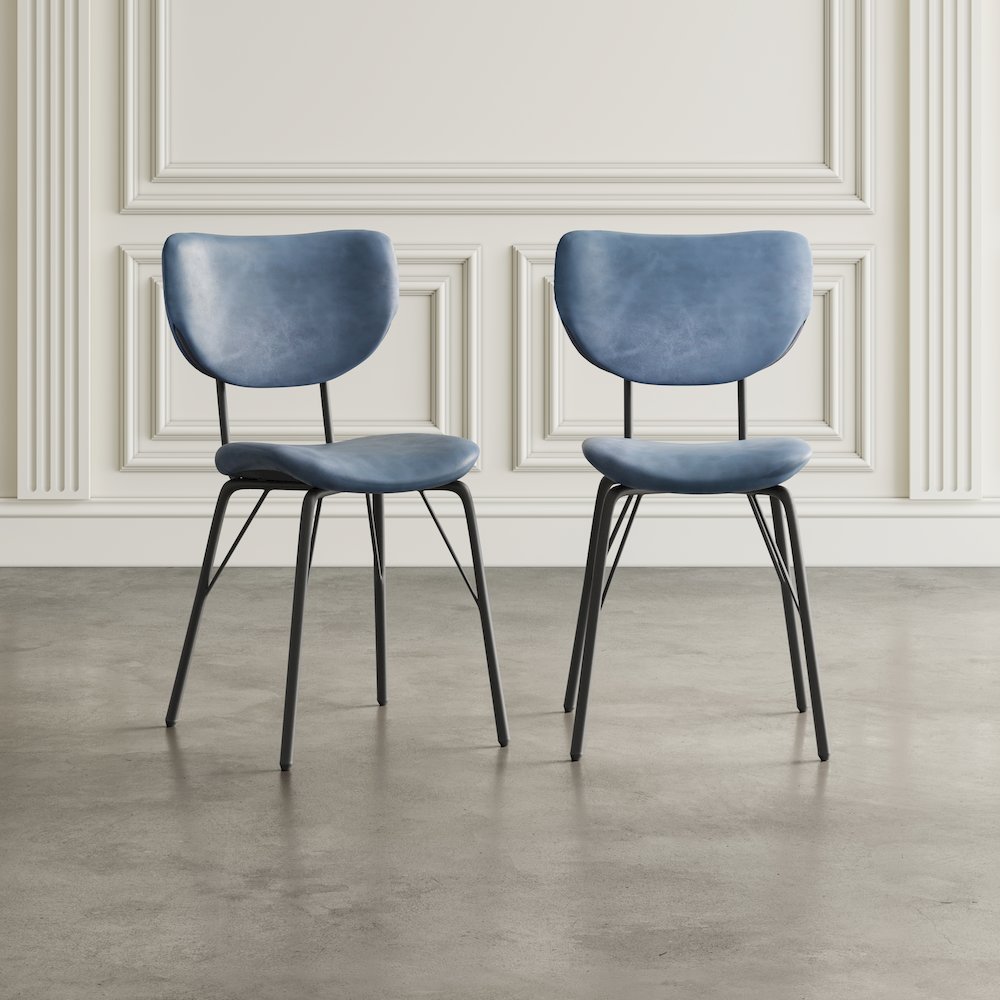 Contemporary Modern Faux Leather Split-Back Upholstered Dining Chair (Set of 2). Picture 9