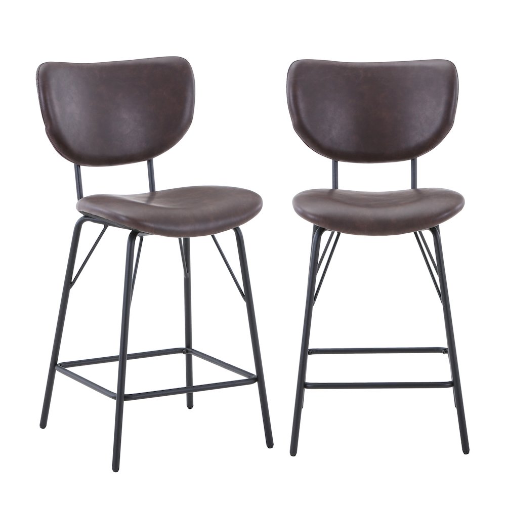 Modern Faux Leather Split-Back Upholstered Counter Height Barstool (Set of 2). Picture 5