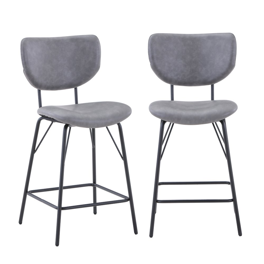 Modern Faux Leather Split-Back Upholstered Counter Height Barstool (Set of 2). Picture 5
