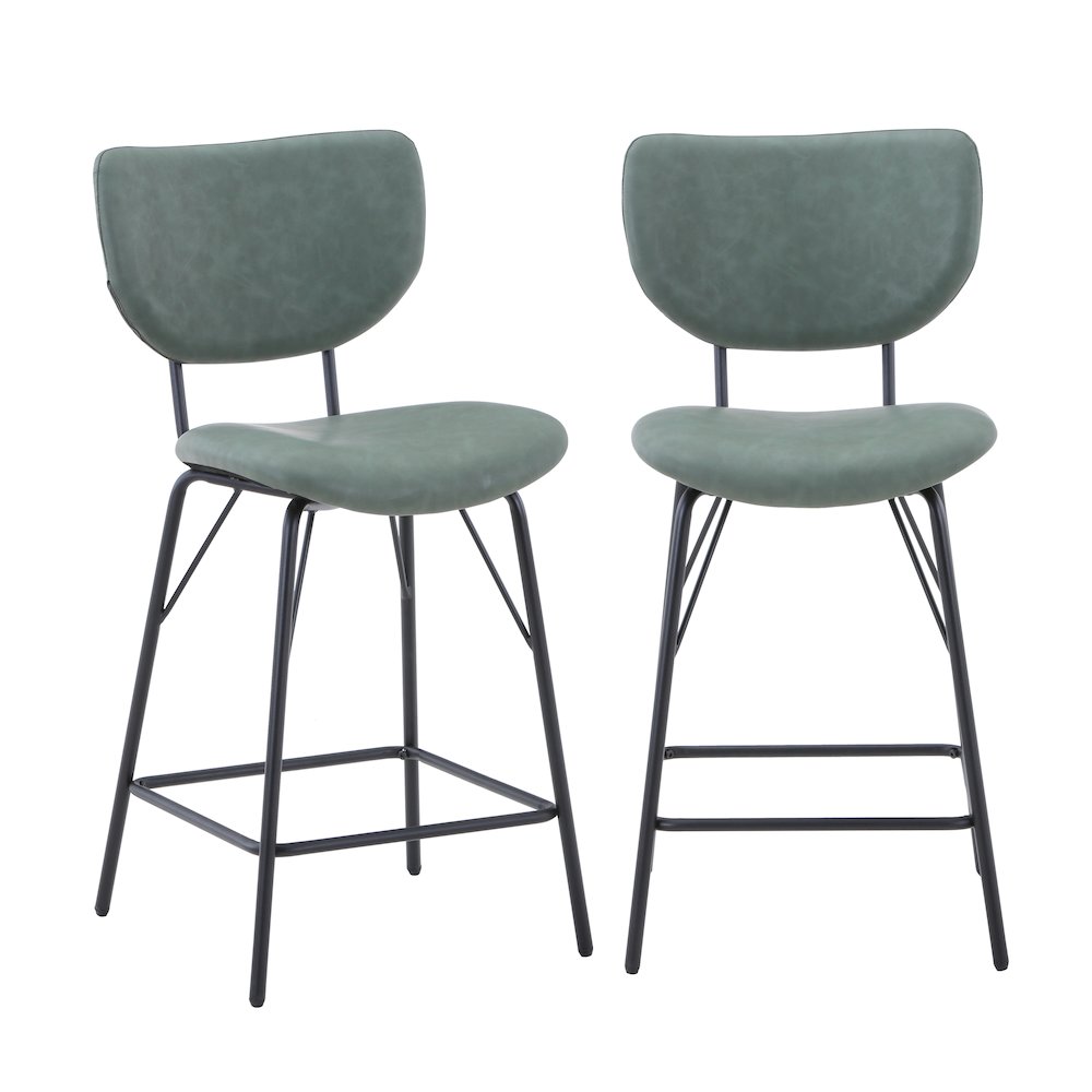 Modern Faux Leather Split-Back Upholstered Counter Height Barstool (Set of 2). Picture 5