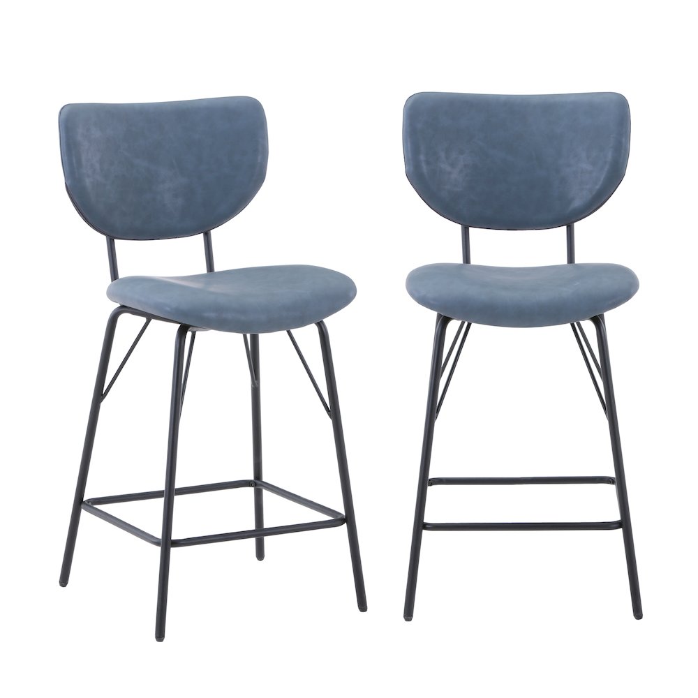 Modern Faux Leather Split-Back Upholstered Counter Height Barstool (Set of 2). Picture 5