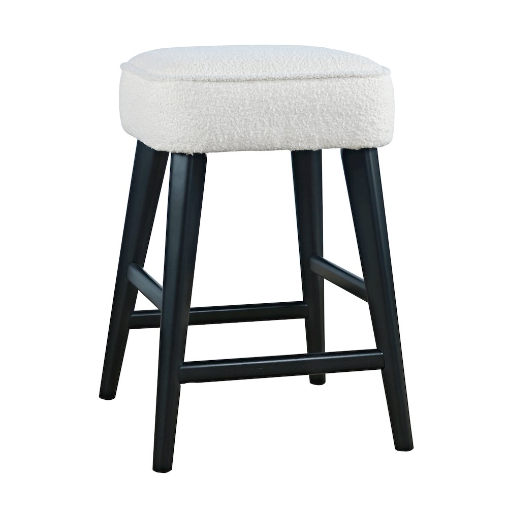 Wes Mid-Century Modern Boucle Upholstery Backless Counter Barstool (Set of 2). Picture 2