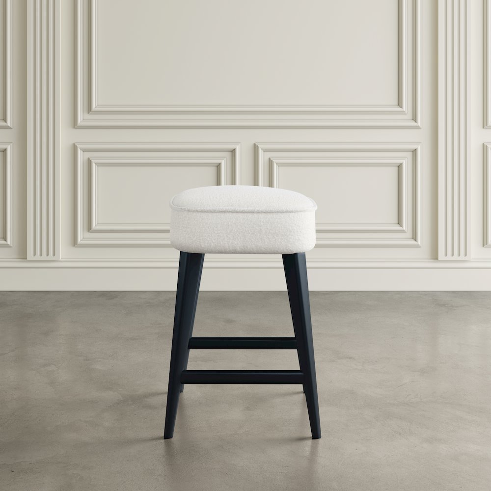 Wes Mid-Century Modern Boucle Upholstery Backless Counter Barstool (Set of 2). Picture 9